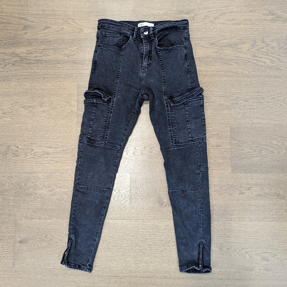 Skinny Cargo Jeans - Black